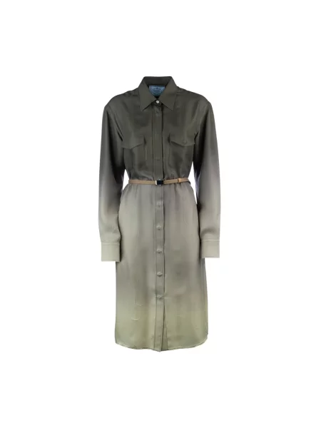 Jedwabna wielobarwność sukienka koszulowa Prada gradientowa