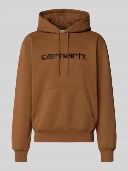 Bluza z kapturem Carhartt Wip z kapturem z logo brązowa