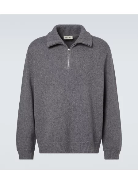 Pulover Frame de lână de jumătate de fermoar gri