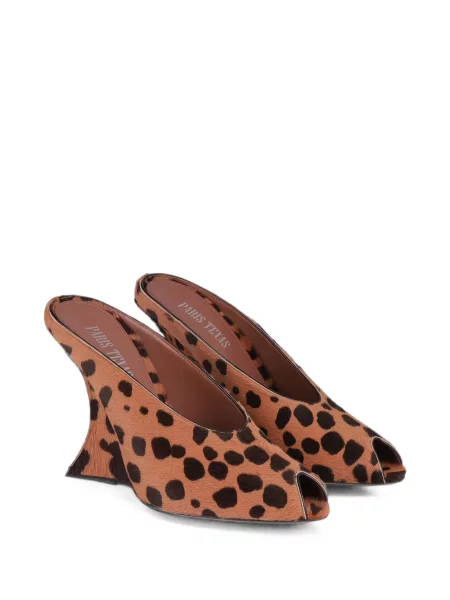 Papuci tip mules Paris Texas cu imagine cu model leopard maro