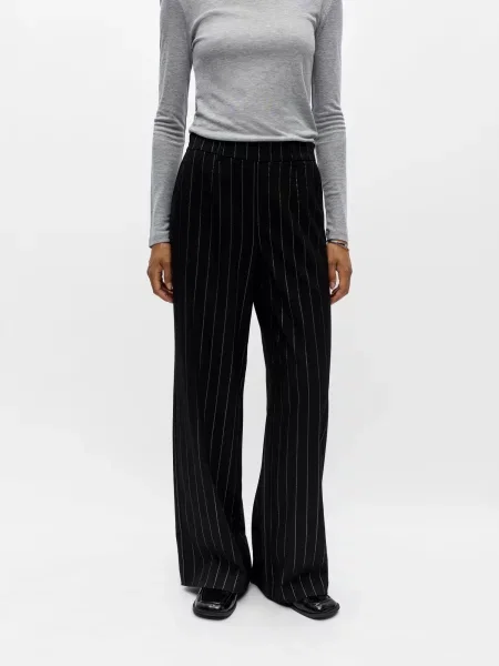 OBJECT Pantaloni cutați OBJLisa negru alb