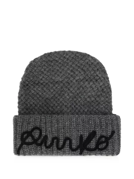 Căciulă Pinko cu broderie tricotate chunky gri