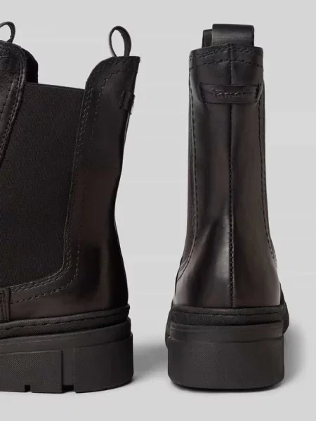 Buty chelsea z prawdziwej skóry bydlęcej Tamaris czarne