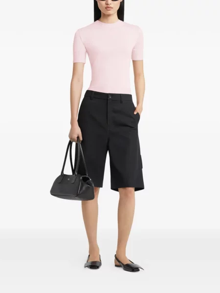 Tricou Courreges din lână merinos scurt roz