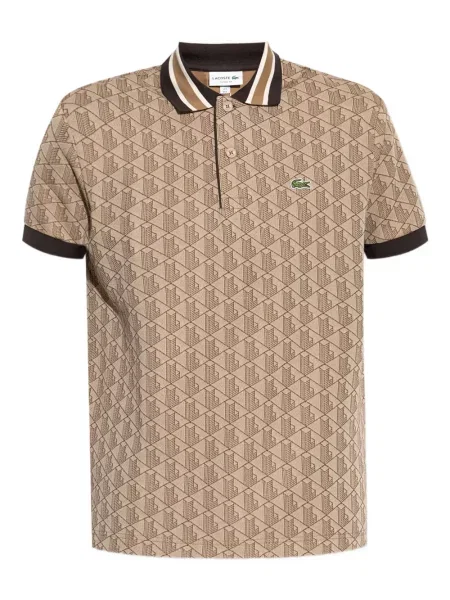 Polo Lacoste cu imprimeu geometric maro