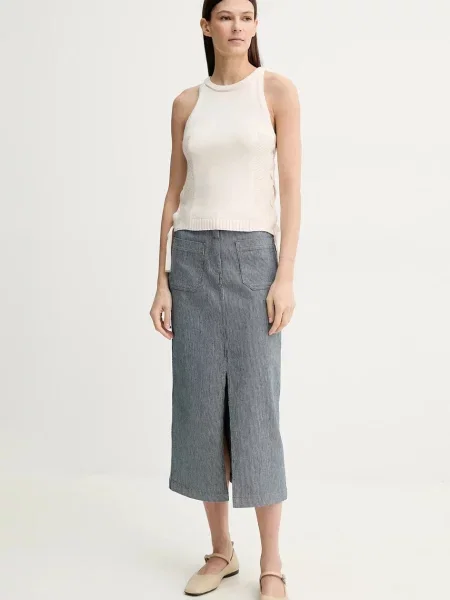 Sessun spódnica midi prosta granatowy