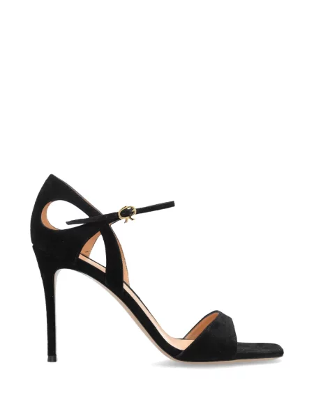Pantofi cu toc Gianvito Rossi din piele de căprioară cu bretele negru