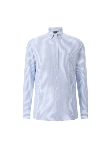 Koszula Polo Ralph Lauren w paski z krepy z paskiem niebieska