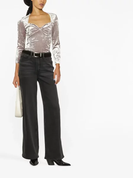 Palaidinė be rankovių Isabel Marant velvetinis pilka