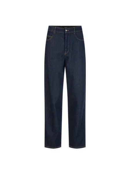 Jeans o kroju loose fit z łańcuszek Marc Cain niebieskie