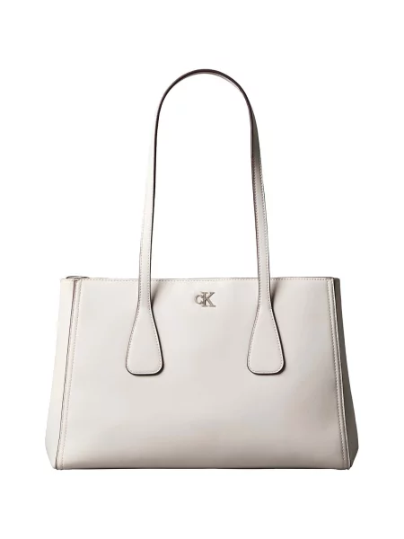Calvin Klein kabelka typu shopper dámska z imitácie kože biela