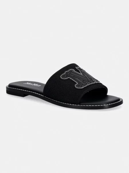 Max Mara Beachwear natikači z ravnim podplatom Bchcaucaso črna