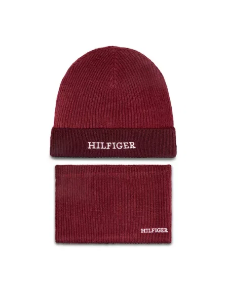 Tommy Hilfiger Set čepice a tunelová šála červená
