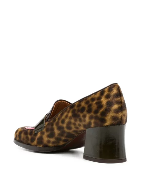 Pantofi cu toc Chie Mihara cu imagine cu model leopard cu cataramă maro