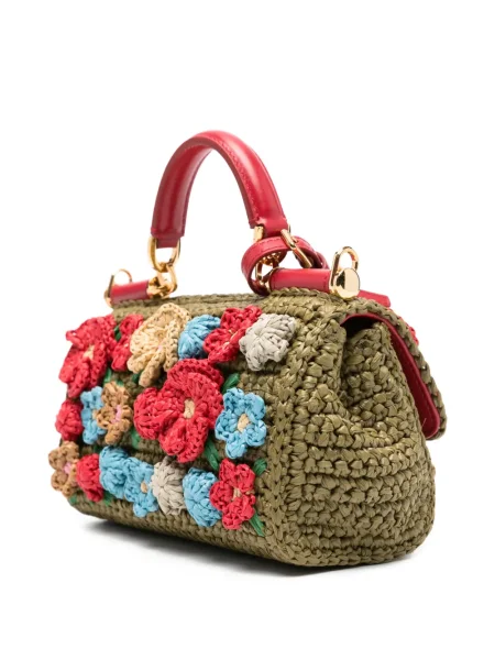 Чанта Dolce & Gabbana Sicily на цветя с апликация зелено
