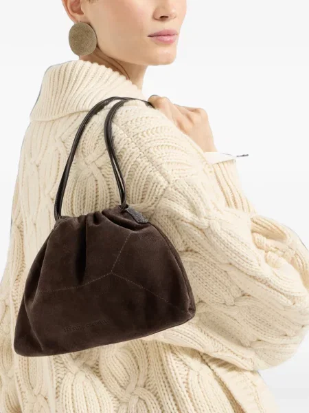 Clutch Brunello Cucinelli σουέτ καφέ
