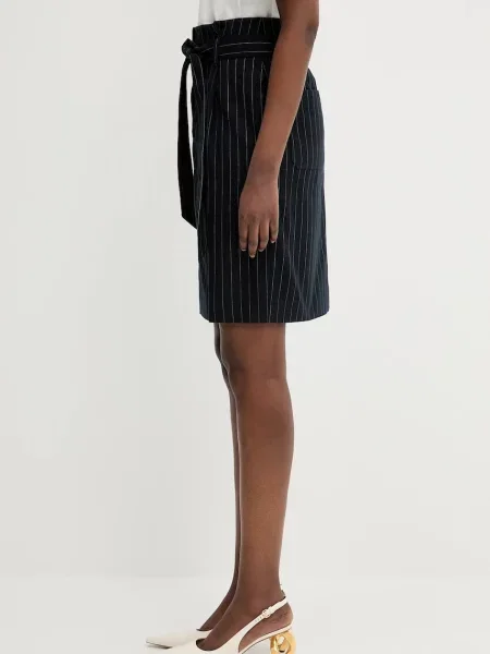 Φούστα από μείγμα μαλλιού Maison Kitsuné Paperbag Pleated μαύρο