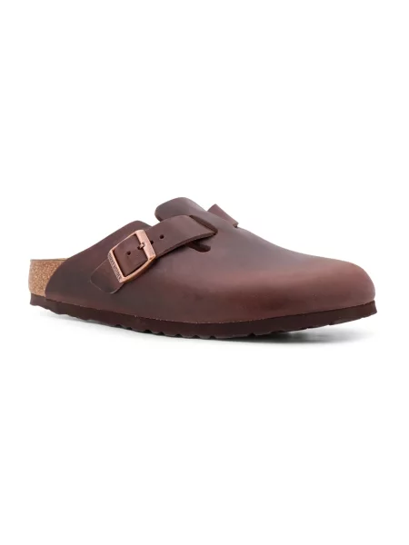 Klapki Birkenstock skórzane brązowe
