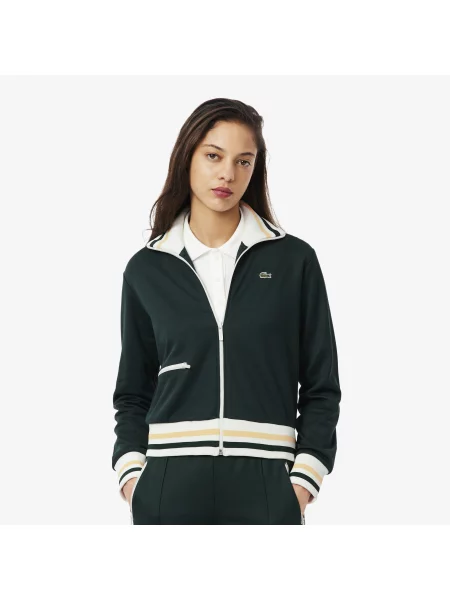 Lacoste Bluza Na Z Pasiastym Akcentem zielona