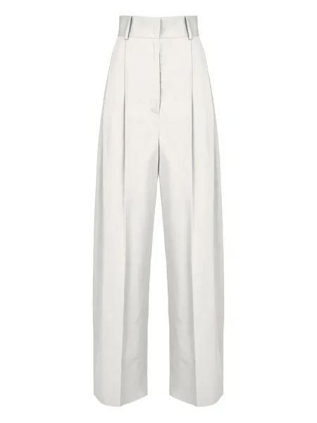 Pantaloni Ferragamo plisate alb