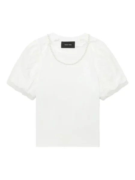 Top Simone Rocha cu perle alb