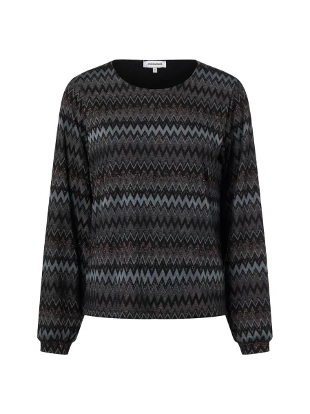 MORE & MORE Tričko opálová / hnědá / tmavě šedá černá