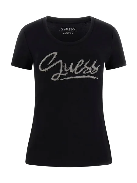 GUESS Tričko / stříbrná černá