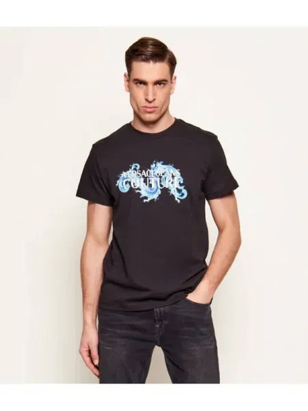 Versace Jeans Couture Tricou albastru deschis / negru alb