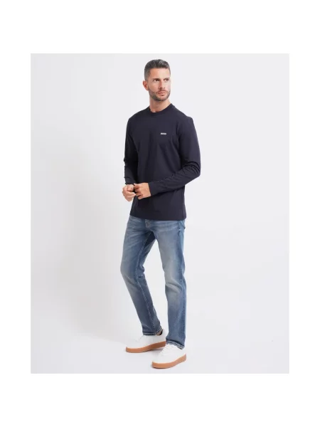Boss Green longsleeve gładki niebieski