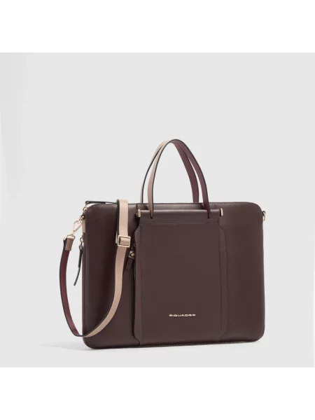 Torba na laptopa Piquadro skórzana brązowa