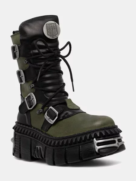 New Rock NOMADA + CRUST NEGRO + IMPERFECT TOWER NEGRO TORNILLOS bocanci pentru femei din piele verde