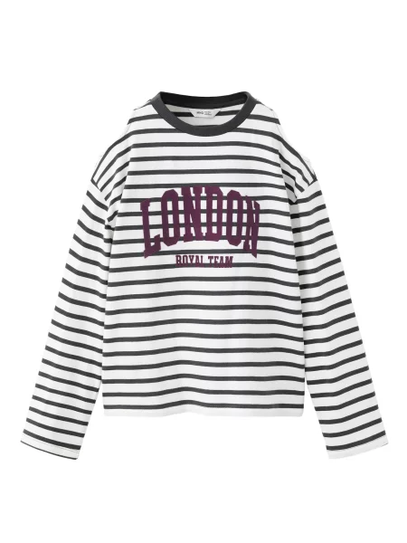 MANGO KIDS Tricou LONDON gri metalic / mov mură alb