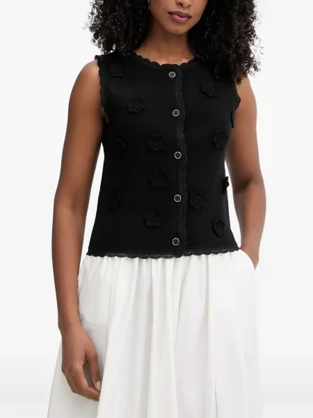 Cardigan Morgan fără mâneci cu model floral cu aplicații negru