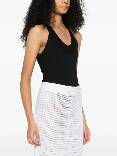 Dzianinowy body Brandon Maxwell prążkowany czarny