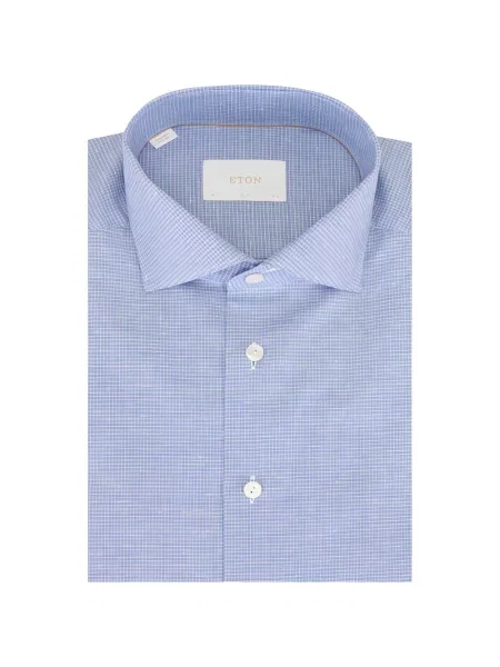 Košulja Eton karirana s printom plava