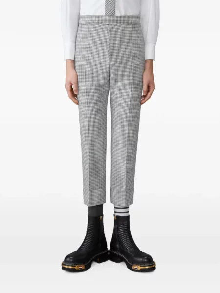 Vilnonės pledinės kelnės Thom Browne pilka