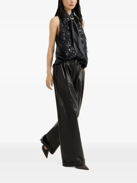 Pantaloni Brunello Cucinelli din piele negru