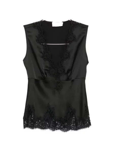 Top Ermanno Firenze fără mâneci din dantelă negru