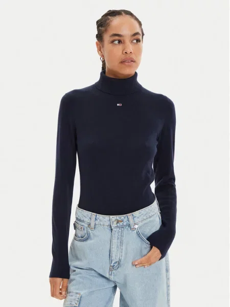 Tommy Jeans sweter granatowy z golfem