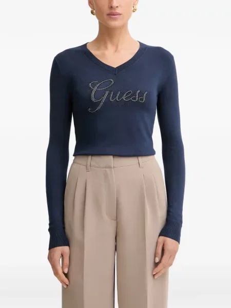 Pulover Guess cu imagine albastru