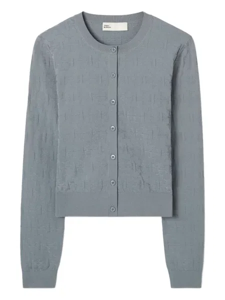 Kardigan Tory Burch żakardowy szary