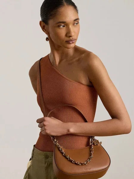 Кожаная сумка хобо Lauren Ralph Lauren