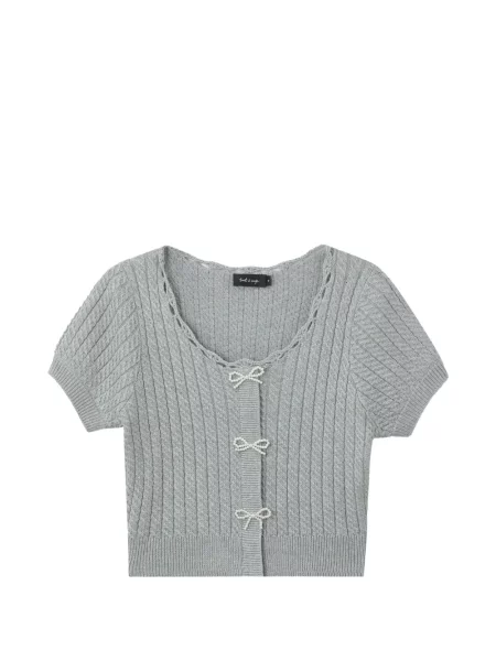 Dzianinowy top Tout A Coup z kokardką szary