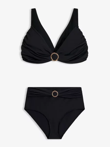 Bikini bustier z ozdobnym kółkiem 2 części czarne