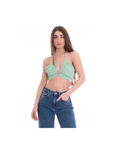 Top Calvin Klein Jeans wiązany na ramiączkach zielony