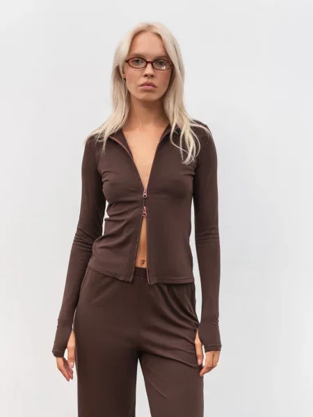 Кофта Romashka Зіпка віскоза/нейлон коричневий