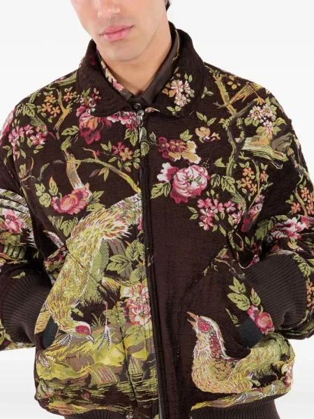 Geacă bomber Roberto Cavalli cu model floral maro