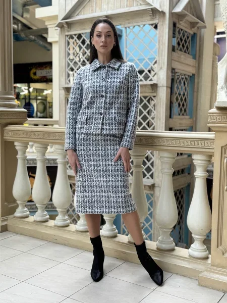 Спідниця міді CAT ORANGE білий/чорний вовна/віскоза біла