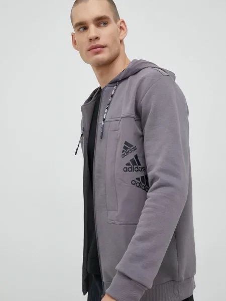 Geacă Adidas Performance cu glugă gri