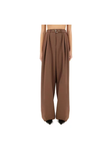 Spodnie Dries Van Noten z wysoką talią brązowe